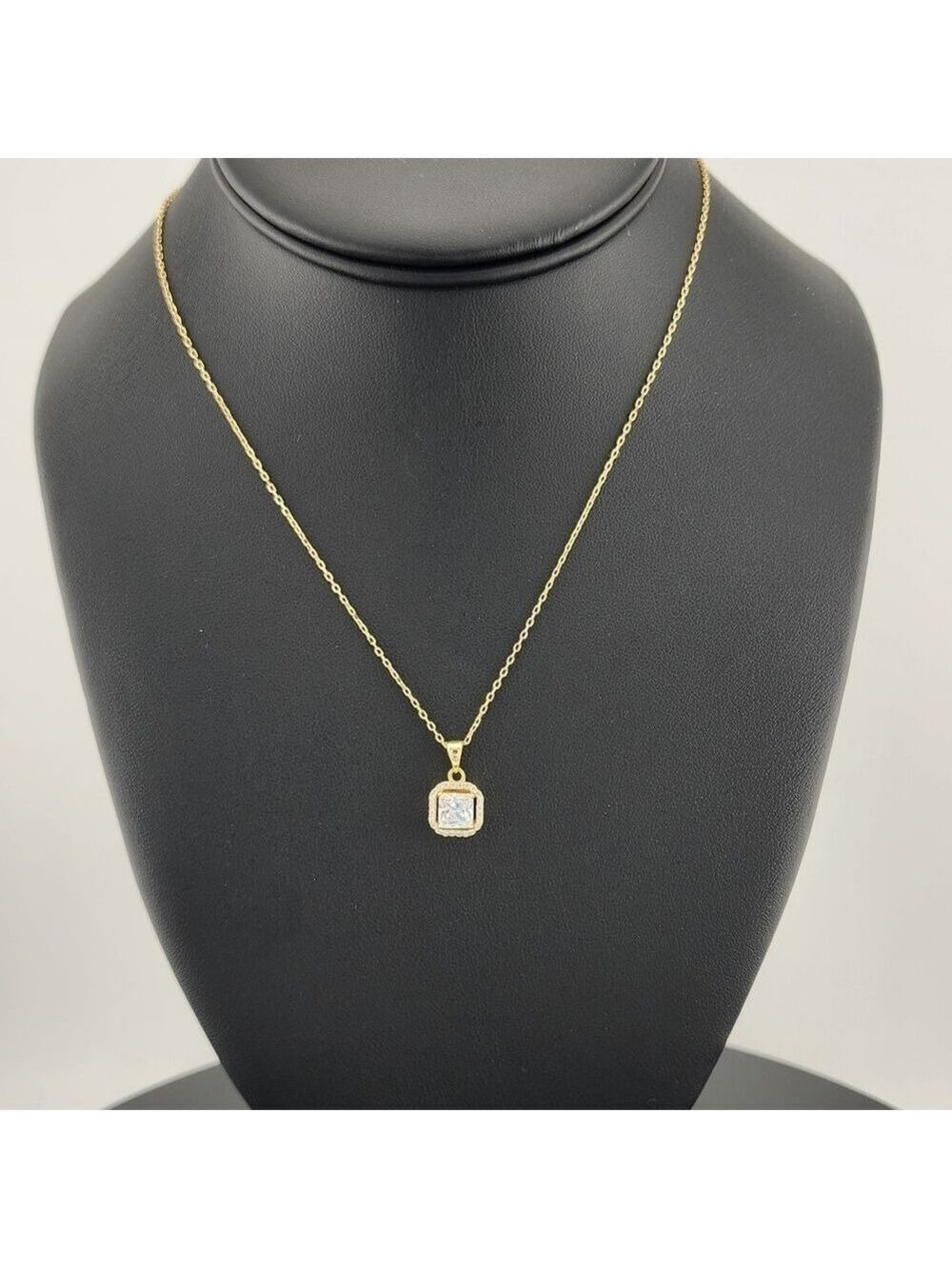 925 Sterling Silver Square Gemstone Necklace – Dainty Minimalist Jewelry
